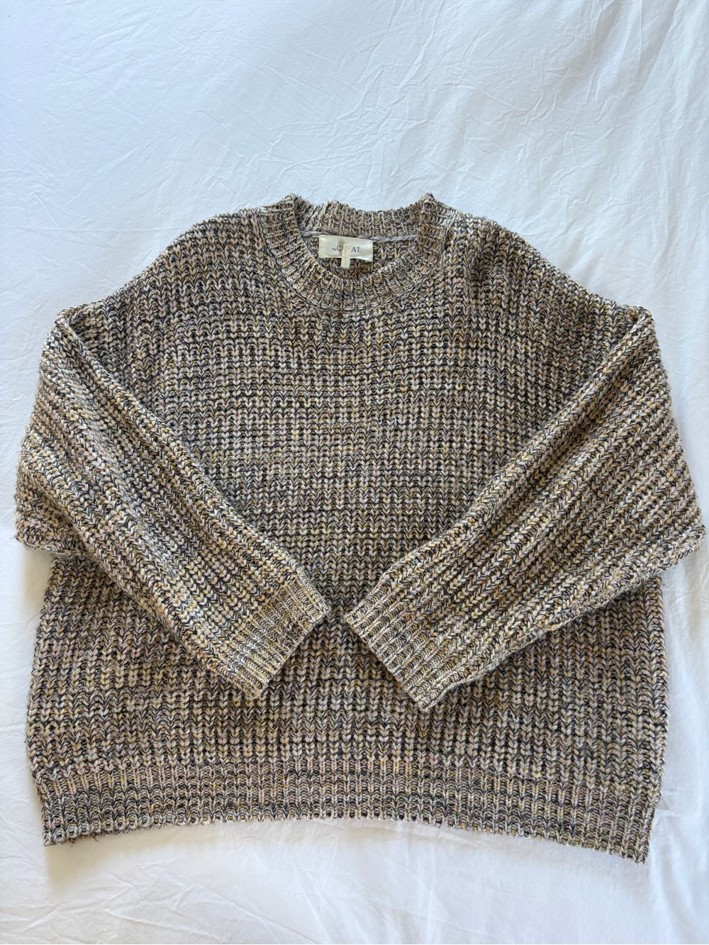 THE GREAT. Marled Crewneck Sweater in Brown Mix